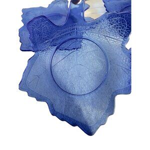 VTG Set 5 Cobalt Blue Maple Leaf Plate 8" L E Smith Vintage Mount Pleasant Salad